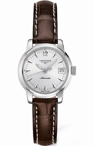 Longines Automatic Silver Dial Stainless Steel Case With Brown Leather Strap Watch #L2.263.4.72.0 (Women Watch)