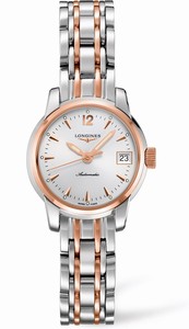 Longines Automatic Silver Dial 18ct Rose Gold Case With 18ct Rose Gold And Stainless Steel Watch #L2.263.5.72.7 (Women Watch)