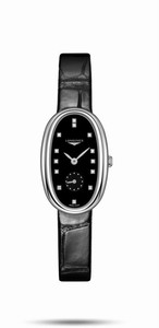 Longines Symphonette Quartz Diamond Hour Markers Black Leather Watch# L2.306.4.57.0 (Women Watch)