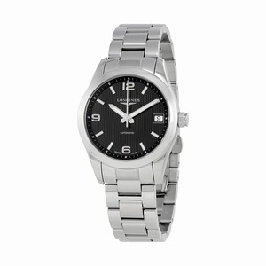 Longines Black Dial Fixed Stainless Steel Band Watch #L2.385.4.56.6 (Men Watch)