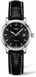 Longines Automatic Black Dial Stainless Steel case With Black Leather Strap Watch #L2.563.4.52.3 (Women Watch)