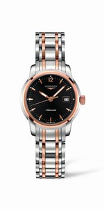 Longines Automatic Black Dial 18ct Rose Gold And Stainless Steel Watch #L2.563.5.52.7 (Women Watch)