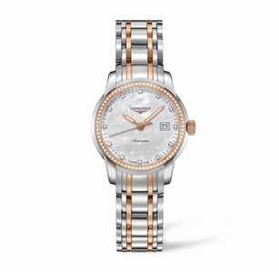 Longines Automatic White Mother Of Pearl Dial 18ct Rose Gold And Stainless Steel Watch #L2.563.5.87.7 (Women Watch)
