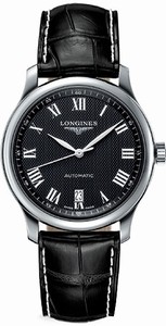 Longines Master Collection Automatic Roman Numerals Dial Date Black Alligator Strap Watch# L2.628.4.51.7 (Men Watch)