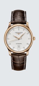 Longines Master Collection Automatic Diamond Dial 18k Rose Gold Case Brown Leather Watch # L2.628.8.77.3 (Men Watch)