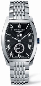 Longines Automatic Polished Stainless Steel Black Roman Numeral With Seconds Sub- At 6 And Large Date At 12 Dial Polished Stainless Steel Band Watch #L2.670.4.51.6 (Men Watch)