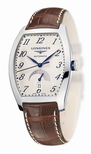 Longines Automatic Polished Stainless Steel Silver With Blue Hands And Arabic Numerals, Date And Power Reserve Indicator At 6 Dial Brown Crocodile Leather Band Watch #L2.672.4.73.4 (Men Watch)