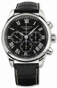 Longines Automatic Black Dial Stainless Steel Case With Black Leather Strap Watch #L2.693.4.51.7 (Men Watch)