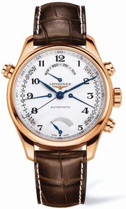 Longines Automatic White Dial 18ct Rose Gold Case With Brown Leather Strap Watch #L2.714.8.78.3 (Men Watch)