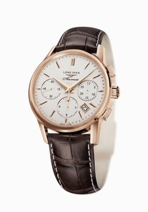 Longines Column-Wheel Chronograph Automatic 18ct Rose Gold Bezel Brown Leather Watch# L2.733.8.72.2 (Men Watch)