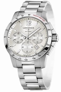 Longines Automatic Brushed And Polished Stainless Steel Silver Chronograph With Index Hour Markers Dial Brushed And Polished Stainless Steel Band Watch #L2.743.4.76.6 (Men Watch)