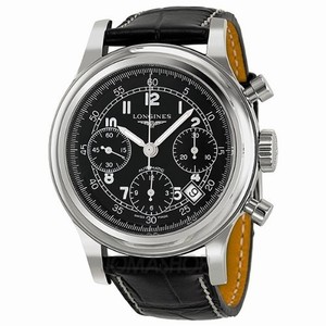 Longines Automatic Heritage 1951 Black Dial Chronograph Date Black Leather Watch# L2.745.4.53.4 (Men Watch)