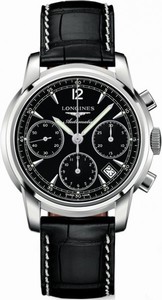 Longines Saint Imier Collection Automatic Chronograph Black Dial Date Black Leather 41mm Watch# L2.752.4.52.3 (Men Watch)