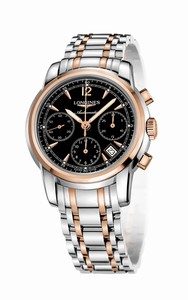 Longines Saint Imier Collection Automatic Chronograph Date Black Dial Stainless Steel and 18ct Rose Gold Watch# L2.753.5.52.7 (Men Watch)