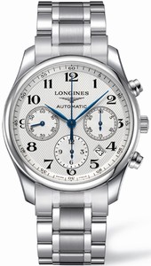 Longines Automatic Brushed And Polished Stainless Steel Silver Textured Roman Numeral Chronograph With Date Between 4 And 5 Dial Brushed And Polished Stainless Steel Band Watch #L2.759.4.78.6 (Men Watch)