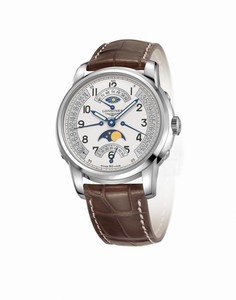 Longines Saint Imier Collection Automatic Silver Dial Day Date Small Second Second Time Zone Moon Phase Brown Leather Watch# L2.764.4.73.0 (Men Watch)