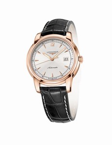 Longines Saint Imier Collection Automatic Silver Dial Date 18ct Rose Gold Bezel Black Leather Watch# L2.766.8.79.3 (Men Watch)