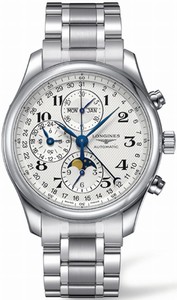 Longines Automatic Brushed And Polished Stainless Steel Silver Textured Roman Numeral Chronograph With Day, Date, Month And Moon Phase Features Dial Brushed And Polished Stainless Steel Band Watch #L2.773.4.78.6 (Men Watch)