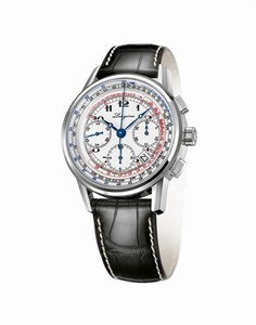 Longines Tachymeter Chronograph Automatic White Dial Date Black Leather Watch# L2.781.4.13.2 (Men Watch)