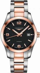 Longines Conquest Classic Automatic Black Dial Date 18ct Rose Gold and Stainless Steel Watch# L2.785.5.56.7 (Men Watch)
