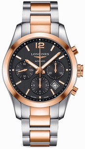 Longines Conquest Classic Automatic Chronograph Date 18ct Rose Gold and Stainless Steel Watch# L2.786.5.56.7 (Men Watch)
