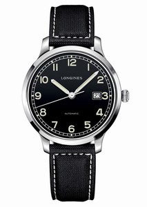 Longines Heritage Military 1938 Automatic Black Dial Date Black Fabric Watch# L2.788.4.53.0 (Men Watch)