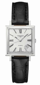 Longines Heritage Collection Automatic Roman Numerals Dial Date Black Leather Square Watch# L2.792.4.71.0 (Men Watch)