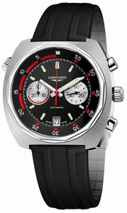 Longines Heritage Diver Automatic Chronograph Date Black Rubber Watch# L2.796.4.52.9 (Men Watch)