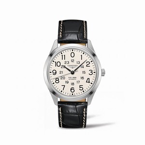 Longines Heritage Automatic Beige Dial Black Leather Watch # L2.803.4.23.0 (Men Watch)