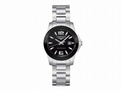 Longines Conquest Quartz Black Dial Date Black Ceramic Bezel Stainless Steel Watch# L3.257.4.56.6 (Women Watch)