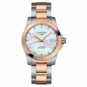 Longines Conquest Automatic Mother of Pearl Diamonds Dial Stainless Steel and 18ct Rose Gold Watch# L3.276.5.87.7 (Women Watch)