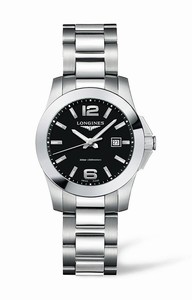 Longines Black Dial Stainless Steel Plated Watch #L3.277.4.58.6 (Women Watch)