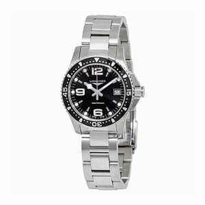 Longines Black Dial Uni-directional Rotating Stainless Steel Band Watch #L3.340.4.56.6 (Women Watch)