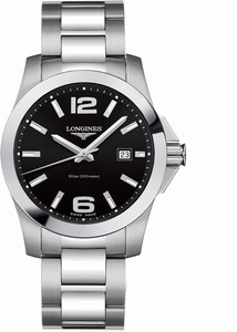 Longines Conquest Quartz Black Dial Date Stainless Steel Watch# L3.659.4.58.6 (Men Watch)