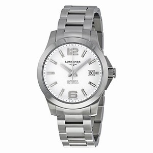 Longines White Dial Fixed Stainless Steel Band Watch #L3.676.4.16.6 (Men Watch)