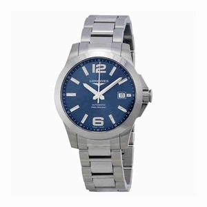 Longines Blue Dial Fixed Stainless Steel Band Watch #L3.676.4.99.6 (Men Watch)