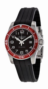 Longines Black Dial Silicone Band Watch #L3.689.4.59.2 (Men Watch)