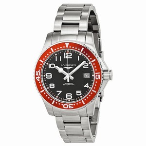 Longines Black Dial Uni-directional Rotating Red Ion-plated Band Watch #L3.694.4.59.6 (Men Watch)