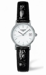 Longines Presence Quartz Analog Date Black Leather Watch # L4.220.4.12.2 (Women Watch)