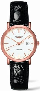 Longines Elegant Collection Automatic Analog Date 18ct Rose Gold Case Black Alligator Strap Watch# L4.287.8.12.0 (Women Watch)