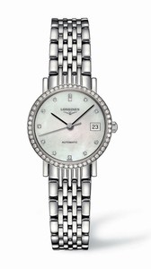 Longines Elegant Collection Automatic Mother of Pearl Diamond Dial Diamond Bezel Stainless Steel Watch# L4.309.0.87.6 (Women Watch)