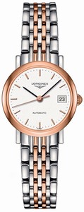 Longines Elegant Collection Automatic White Dial Date 18ct Rose Gold and Stainless Steel Watch# L4.309.5.12.7 (Women Watch)
