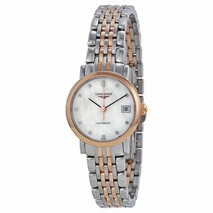Longines Elegant Collection Automatic Mother of Pearl Diamond Dial Date 18ct Rose Gold and Stainless Steel Watch# L4.309.5.87.7 (Women Watch)