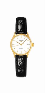 Longines Lyre Automatic White Dial Date Black Leather Watch# L4.360.2.12.2 (Women Watch)