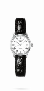 Longines Lyre Automatic Roman Numerals Dial Date Black Leather Watch# L4.360.4.11.2 (Women Watch)