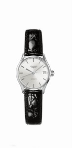 Longines Lyre Automatic Silver Dial Date Black Leather Watch# L4.360.4.72.2 (Women Watch)