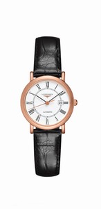 Longines Elegant Collection Automatic Roman Numerals Dial Date Black Leather Watch# L4.378.8.11.4 (Women Watch)