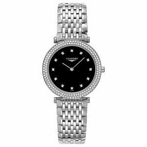 Longines Black Dial Stainless Steel Band Watch #L4.515.0.58.6 (Women Watch)
