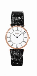 Longines Quartz Roman Numerals Dial 18k Pink Gold Case Black Leather Watch# L4.691.8.11.0 (Men Watch)