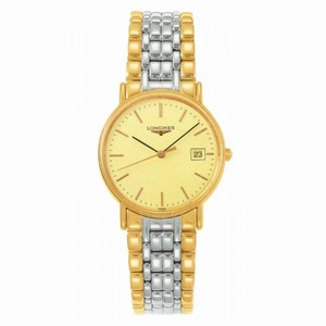 Longines Presence Quartz Gold Dial Date Two Tone Stainless Steel 33mm Watch# L4.720.2.32.7 (Men Watch)